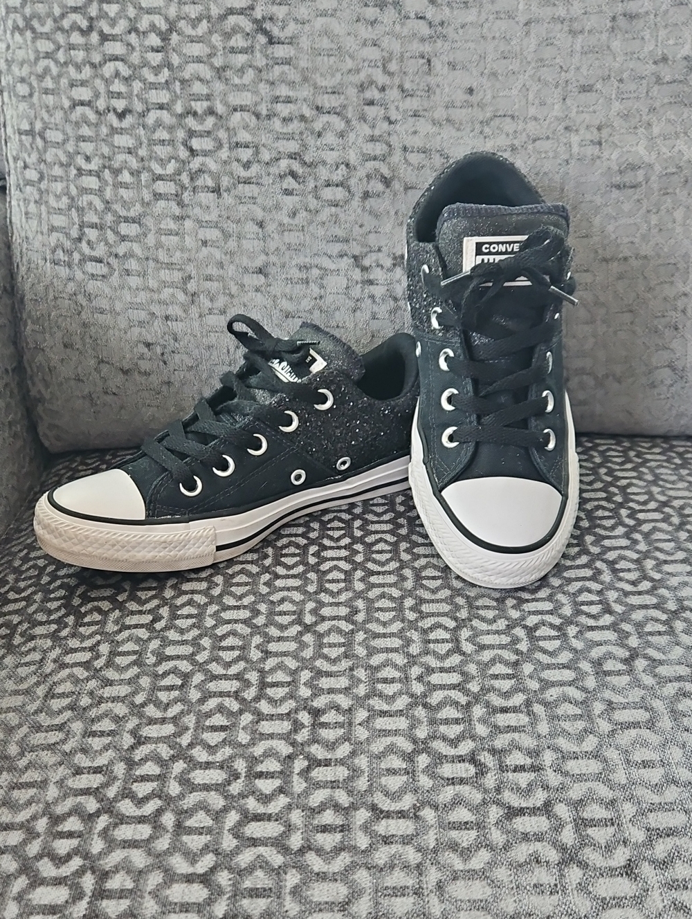 Converse Glitter All Star Black Women's Sparkle Sneakers, Sz 6, Like New